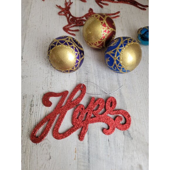 Hope Reindeer‎ unique ball ornament Xmas glitter set gold - Picture 2 of 10